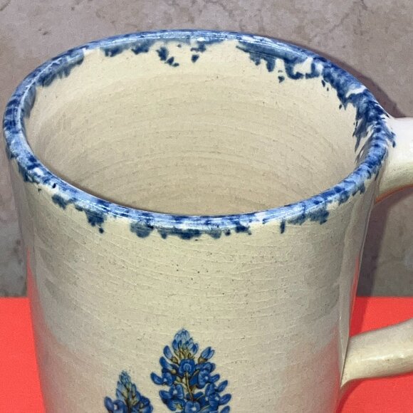 Yesteryears Pottery Blue Bonnet Coffee Mug 12 oz Texas Hand Turned Hand Painted - Picture 4 of 10